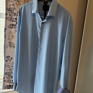 Men's Light Blue Patterned Dress Shirt - Classic Spread Collar